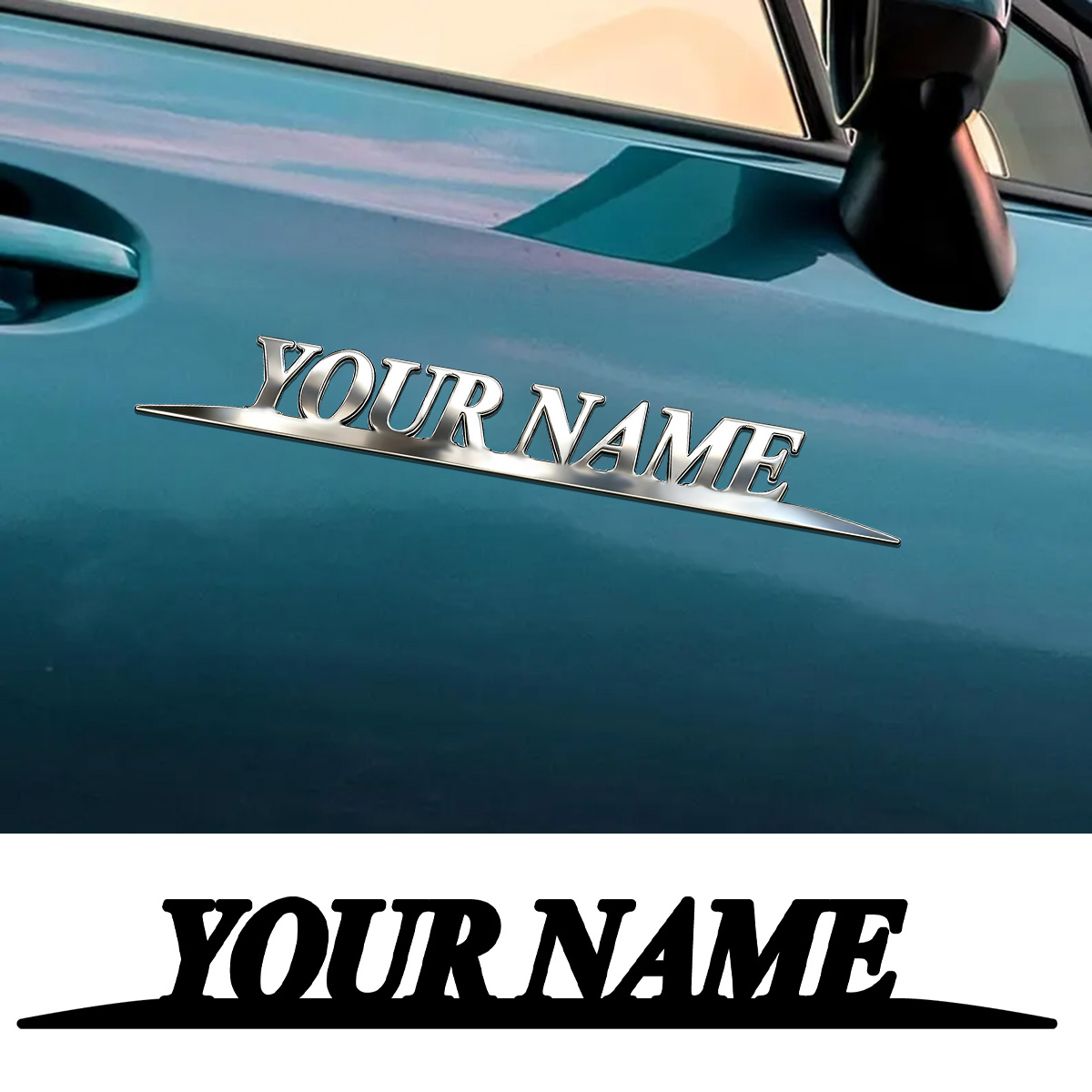 Car Accessories Sticker - Metal Trendy YOUR NAME Stickers Custom