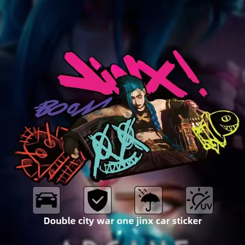 Car Accessories For Decoration - Arcane Jinx Graffiti Reflective Car Sticker