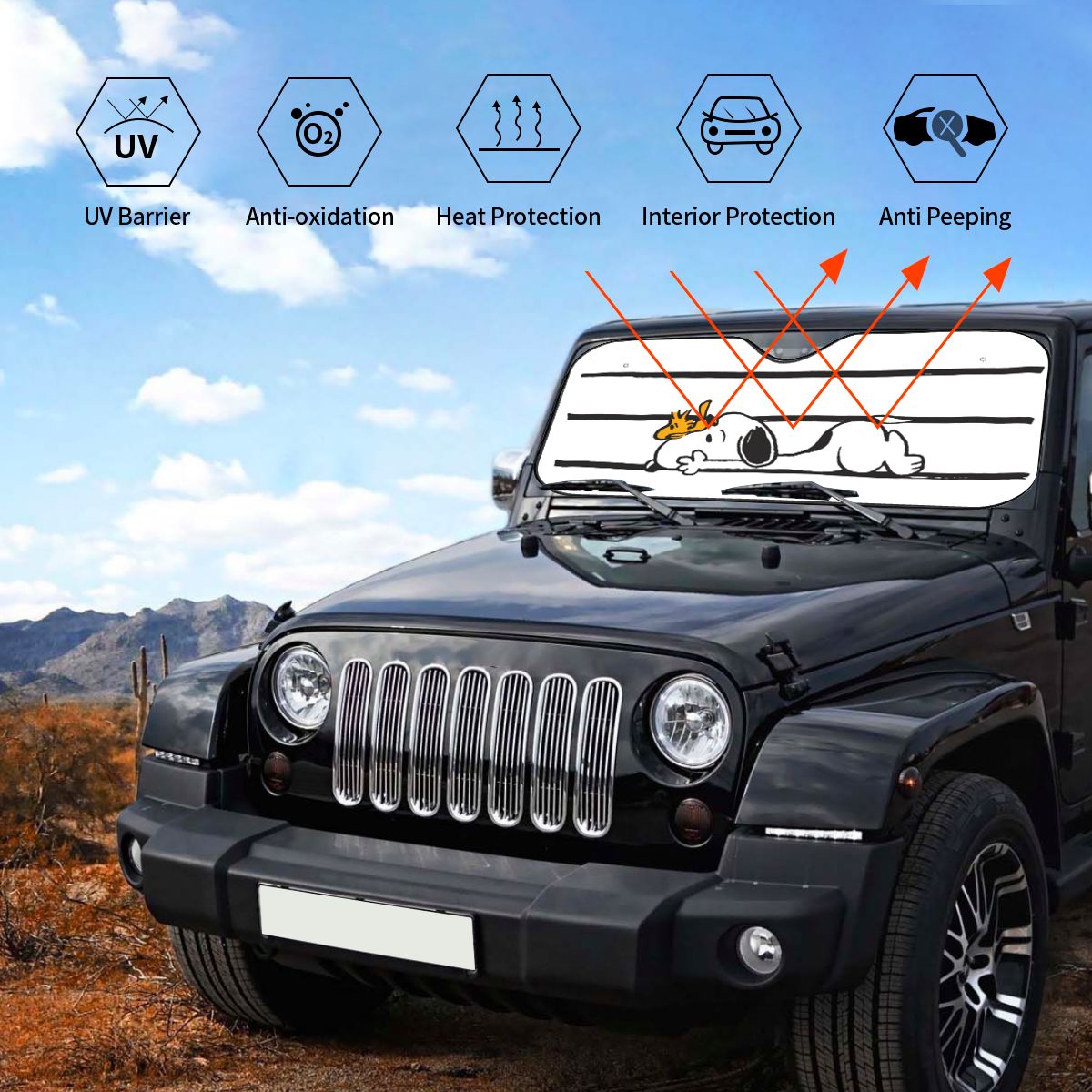 Snoopys Smile Giggle Laugh Win - Automatic Car Sunshade 评论和价格