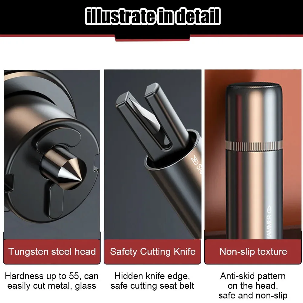 2 In 1 Car Safety Hammer Mini  - Car Emergency Tool Kit 评论和价格