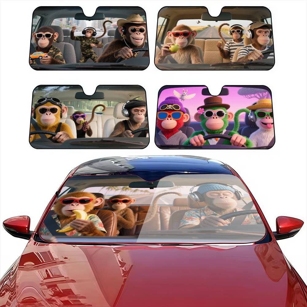 Funny Monkey Driver Car Sunsha - Automatic Car Sunshade 评论和价格